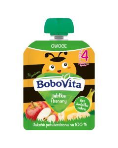 BoboVita, jabłka i banany, mus, 4 m+, 80 g
