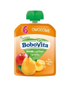 BoboVita, morele z jabłkiem i gruszką, mus, 6 m+, 80 g