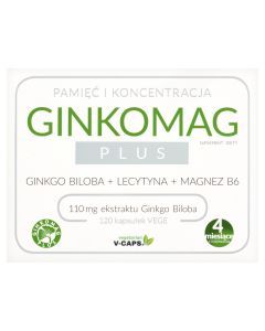 Ginkomag Plus, kapsułki wegańskie, 120 szt.
