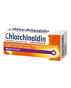 Chlorchinaldin, 2 mg, tabletki do ssania o smaku czarnej porzeczki, 40 szt.