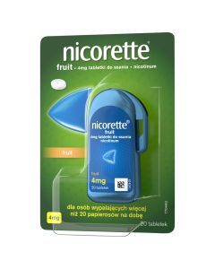 Nicorette Fruit, 4 mg, tabletki do ssania, 20 szt.