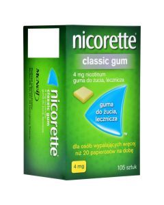 Nicorette Classic Gum, 4 mg, guma do żucia, 105 szt.