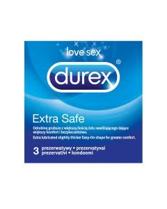 Durex Extra Safe, prezerwatywy powlekane środkiem nawilżającym, 3 szt.