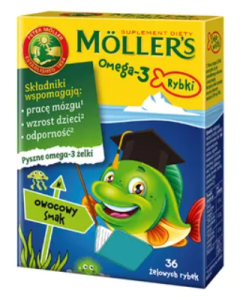 Mollers Omega-3 Rybki, żelki, smak owocowy, 36 szt.