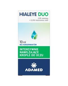 Hialeye Duo, intensywnie nawilżające krople do oczu, 10 ml