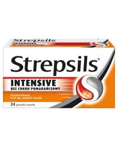 Strepsils Intensive bez cukru pomarańczowy, 8,75 mg, pastylki twarde, 24 szt.
