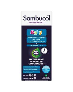Sambucol Baby, proszek do przygotowania zawiesiny doustej, 2,2 g, saszetki, 12 szt.