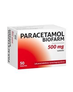 Paracetamol  Biofarm, 500 mg, tabl., 50 szt