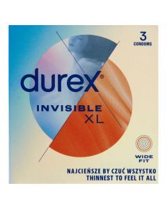 Durex Invisible XL, prezerwatywy powiększone,  3 szt.