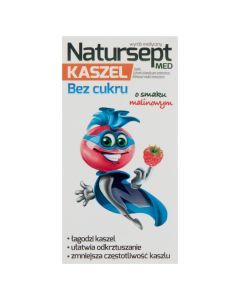 Natursept med kaszel, lizaki bez cukru, smak malinowy, 6 szt.