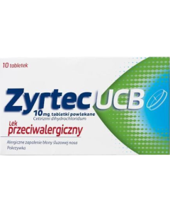 Zyrtec UCB, 10 mg, tabletki powlekane, 10 szt.