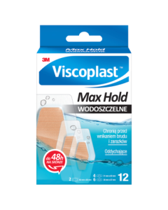 Viscoplast Max Hold, wodoszczelne plastry, miks rozmiarów, 12 szt.