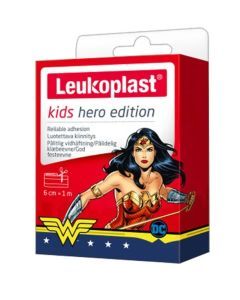 Leukoplast Kids Hero Edition (Wonder Woman), plaster z opatrunkiem, wymiary: 6 cm x 1 m, 1szt.