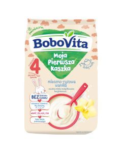 BoboVita Moja Pierwsza Kaszka, mleczno-ryżowa, wanilia, bez dodatku cukru, 4 m+, 230 g