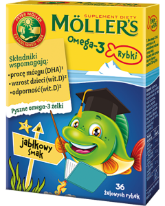 Mollers Omega-3 Rybki, żelki, smak jabłkowy, 36 szt.