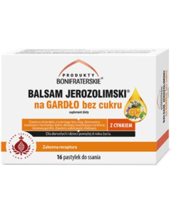 Produkty Bonifraterskie Balsam Jerozolimski na gardło bez cukru, pastylki do ssania, 16 szt.