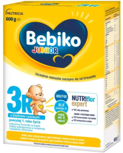 Bebiko Junior 3R NUTRIflor Expert, odżywcza formuła na bazie mleka z kleikiem ryżowym, powyżej 1. roku życia, proszek, 600 g