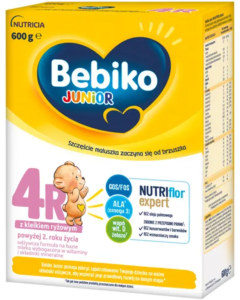 Bebiko Junior 4R NUTRIflor Expert, odżywcza formuła na bazie mleka z kleikiem ryżowym, powyżej 2. roku życia, proszek, 600 g