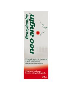 Benzydamine neo-angin, 1,5mg/ml aerozol do stosowania w jamie ustnej 30ml