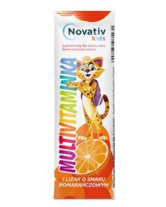 Novativ Kids Lizaki Multivitaminka, lizaki o smaku pomarańczowym, 30 sztuk