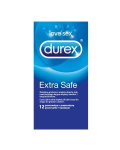 Durex Extra Safe, prezerwatywy powlekane środkiem nawilżającym, 12 szt.