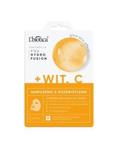 L'Biotica PGA Hydro Fusion+Witamina C, hydrożelowa maska do twarzy, 1 szt.