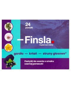 Finsla, pastyl.do ssania, sm.czarnej porzeczki,  24 szt