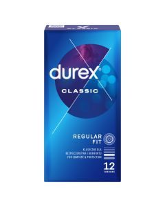 Durex Classic, prezerwatywy ze środkiem nawilżającym, 12 szt.