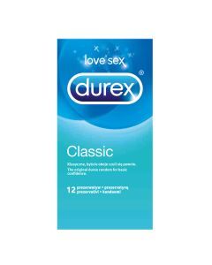 Durex Classic, prezerwatywy ze środkiem nawilżającym, 12 szt.