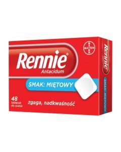 Rennie Antacidum, 680 mg+80 mg, tabletki do ssania, smak miętowy, 48 szt.