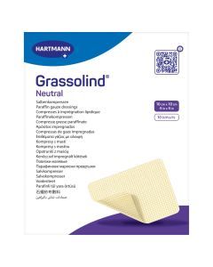 Grassolind neutral, opatrunek siatkowy z maścią, jałowy, 10 x 10 cm, 10 szt.