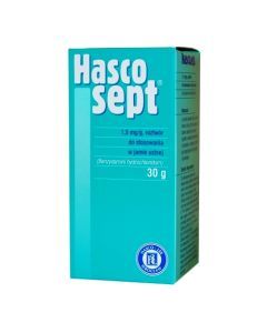 Hascosept, 1,5 mg/g, aerozol do stosowania w jamie ustnej, 30 g