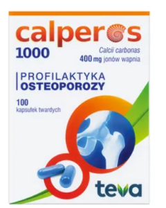 Calperos 1000, 400 mg jonów wapnia, kapsułki twarde, 100 szt.