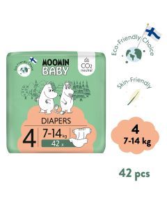 Moomin Baby 4 Maxi 7–14 kg, eko pieluszki, 42 szt.