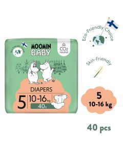 Moomin Baby 5 Maxi 10–16 kg, eko pieluszki, 40 szt.
