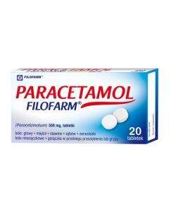 Paracetamol Filofarm, 500 mg, tabletki, 20 szt