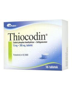 Thiocodin, 15 mg + 300 mg, tabletki, 16 szt.