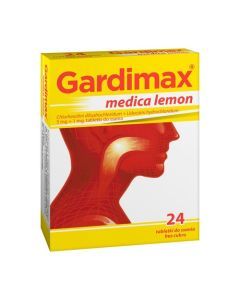 Gardimax medica lemon, 5 mg+1 mg, tabletki do ssania bez cukru, 24 szt.