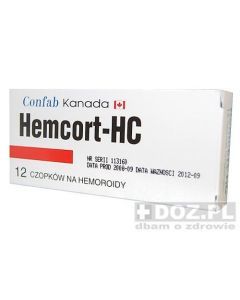 Hemcort-HC, czopki, 12 sztuk