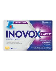 Inovox Express, pastylki twarde, smak miodowo-cytrynowy, 36 szt.