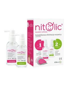Pipi Nitolic, zestaw, leczenie i ochrona przeciw wszawicy 50 ml + 30 ml + grzebień