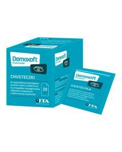 Demoxoft Plus Clean, chusteczki do specjalistycznej higieny powiek i skóry wokół oczu, 20 szt