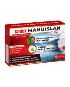 Gardlox Manuislan, pastylki do ssania, bez cukru, 16 szt.