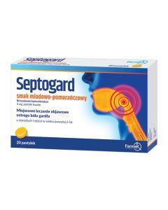 Septogard smak miodowo-pomarańczowy, 3mg,pastylki twarde, 20szt.