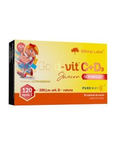 Olimp Gold-vit C+D3 Junior Odporność, tabletki do ssania, smak cytrynowy, 30 szt.