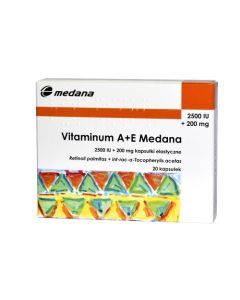 Vitaminum A+E Medana, 2500 j.m.A + 200 mg E, kapsułki,  20 szt.