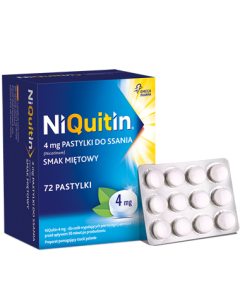 Niquitin, 4 mg, pastylki do ssania, smak miętowy, 72 szt.