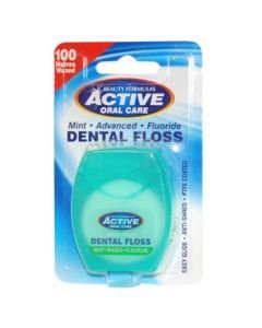 Active, nić dentystyczna udoskonalona, miętowa, woskowana z fluorem, 100 m