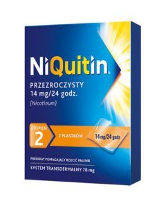 Niquitin przezroczysty, 14 mg/24 h, system transdermalny 78 mg, stopień 2, plastry, 7 szt.