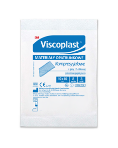 Viscoplast, jałowe kompresy gazowe z gazy bawełnianej, 17-nitkowe, 8 warstw, 10 cm x 10 cm, 3 szt.